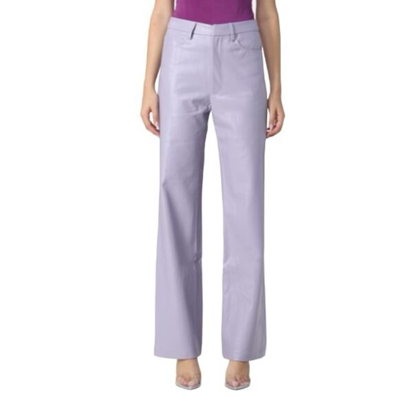 Rotate Birger Christiensen Faux Vegan Leather Pants Purple Size 6 New Y2K - Picture 2 of 10